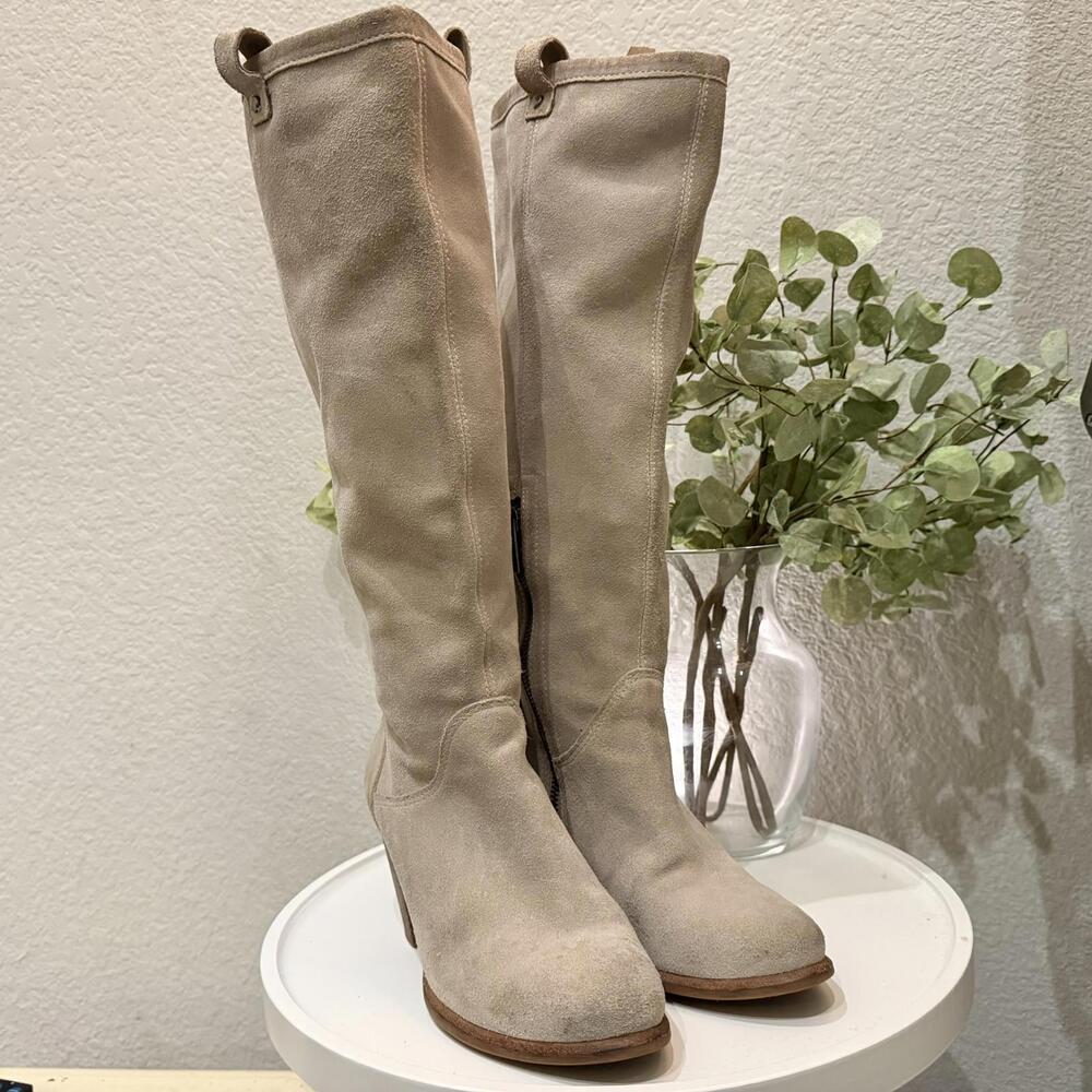 Ugg Ava Knee High Heel Boots Light Grey 7 Women Very Good Leather - Picture 4 of 9
